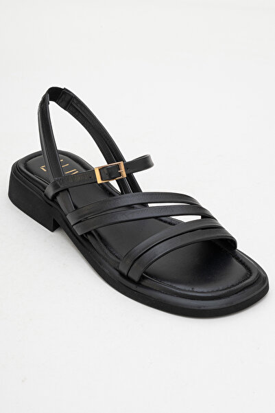 LuviShoes Cesar Black Genuine Leather Women's Sandals