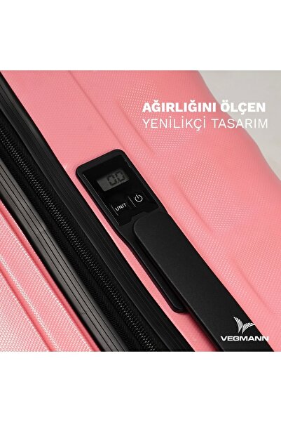 Vegmann Tartılı Scadel Pembe Büyük Boy Valiz