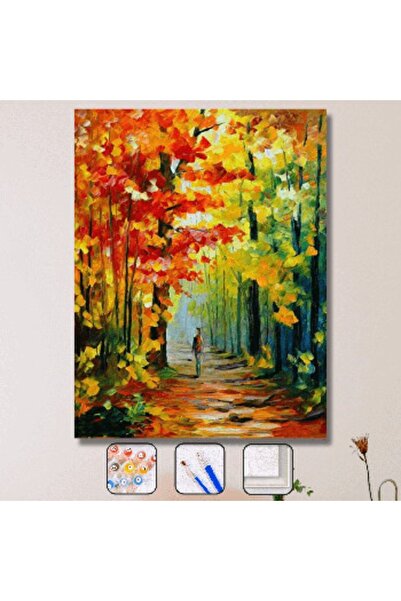 Pastelya Sayılarla Boyama Seti Çerçeveli Kasnaklı Sonbahar 40 x 50 Cm