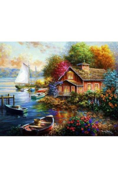 Pastelya Sayılarla Boyama Seti Çerçeveli Kasnaklı Hayalimdeki Evim 40 x 50 Cm