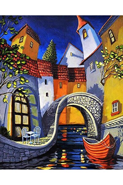 Pastelya Sayılarla Boyama Seti Çerçeveli Kasnaklı Renkli Yamuk Venedik 60 x 7...