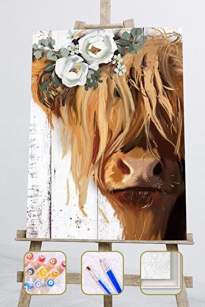 Pastelya Sayılarla Boyama Seti Çerçeveli Kasnaklı Sevimli Hayvan  40 x 50 cm