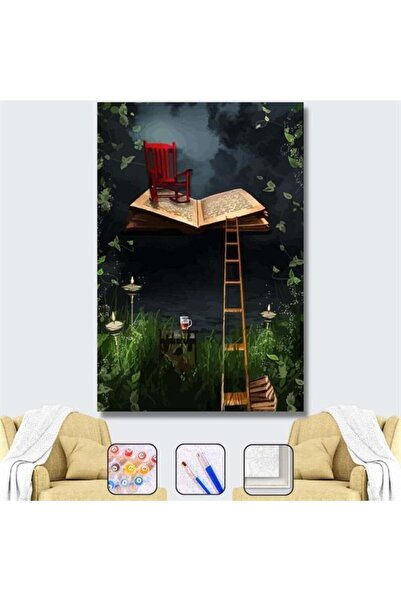 Pastelya Sayılarla Boyama Seti Çerçeveli Kasnaklı Kitabın Dünyası 40 x 50 Cm