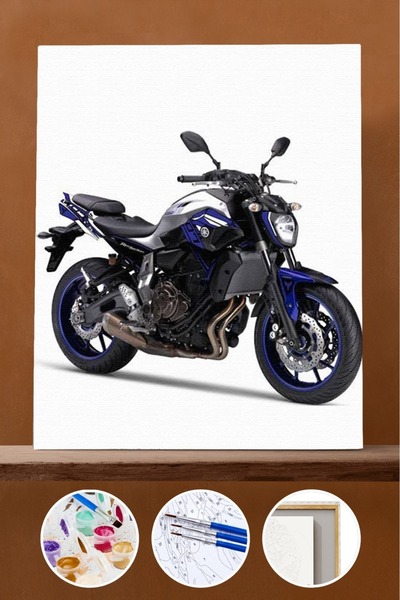 Pastelya Sayılarla Boyama Seti Çerçeveli Kasnaklı Motorsiklet 60x75 cm