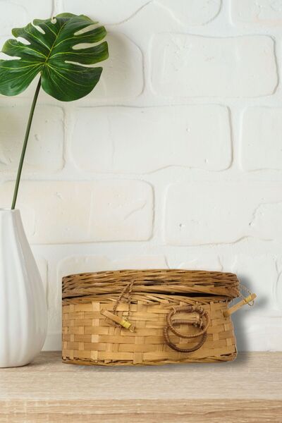 EL İŞİ DİY CRAFT Doğal Hasır Kapaklı Deniz Kabuğu İstiridye Sepet Orta Boy De...