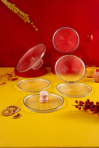 Fecra Loren 7 Parça Pasta ve Sunum Seti Siyah Fileli