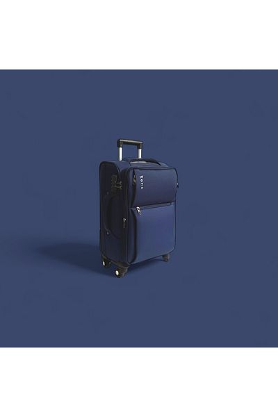 Rorik Troler textil, 35 L, S 55x37x20 cm, roți 360°, valiză cu mâner telescopic, albastru închis