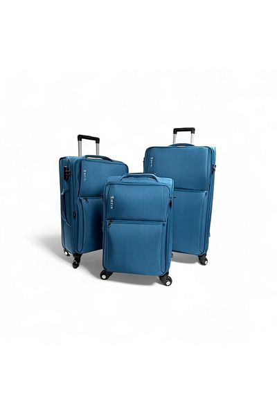 Rorik Set de 3 cărucioare textile, S 55x37x20 cm, M 69x43x25 cm, L 80x47x28 cm, roți pivotante la 360°, albastru deschis