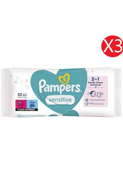 Pampers Șervețele umede sensibile pentru bebeluși 52BUC X 3