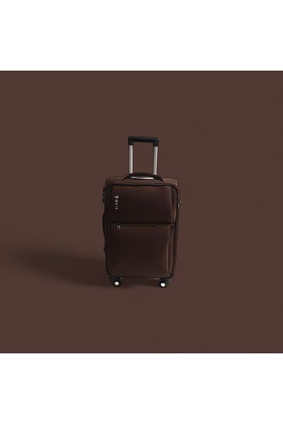 Rorik Textile Trolley, 35 L, S 55x37x20 cm, 360° wheels, telescopic handle suitcase, Brown