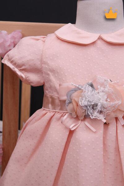 Babydola Kız Bebek Bayramlık Çiçek Detaylı Elbise 15190