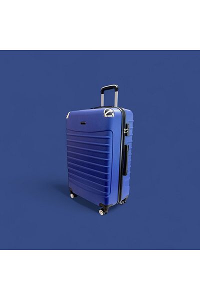 Rorik Cărucior din policarbonat, 58 L,m 65x40x25 cm, roți duble cu mâner telescopic la 360°, valiză albastră