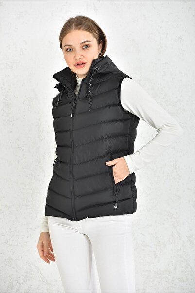 WAPP Унісекс чорний знімний капюшон на блискавці повсякденний надувний жилет