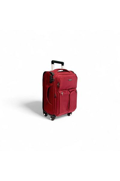 Rorik Textile Trolley, 42 L, S 55x35x23 cm, anti-theft combination zipper suitcase, 360° wheels, Red