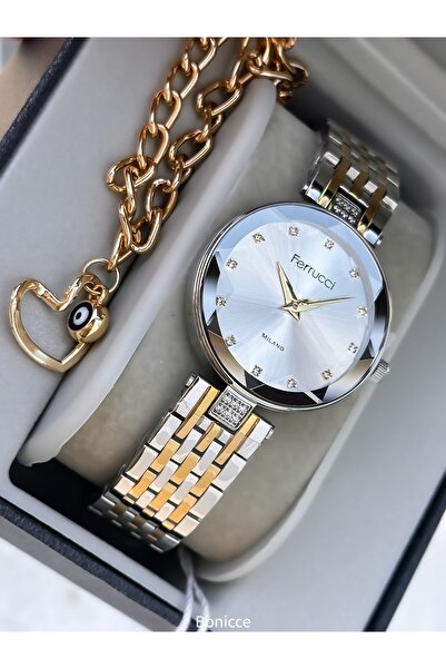 Ferrucci Milano - Yellow Color Steel Cord Cornered Case & Hearted Bracelets, 23*28mm Case Diameter