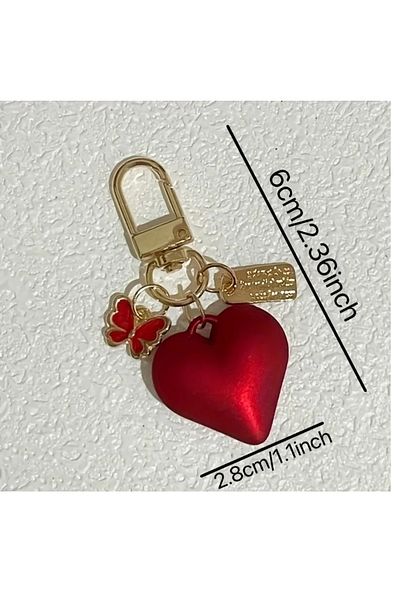 mos&more 6cm Red Heart Bag Ornament - Cut with Keychain and Car Ornament