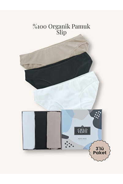 CIELO VENTI Must Have | 3'lü Organik Pamuk Slip Külot