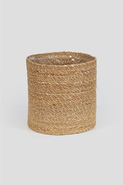 sever ithalat Knitted Round Basket Flower Pot Made of Natural Fibers, Single Decorative Plant Basket in Different Sizes
