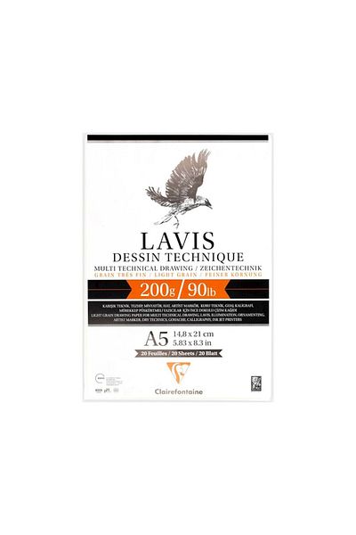 Clairefontaine Lavis Multi Technical 200gr 20yp A5 Drawing Block
