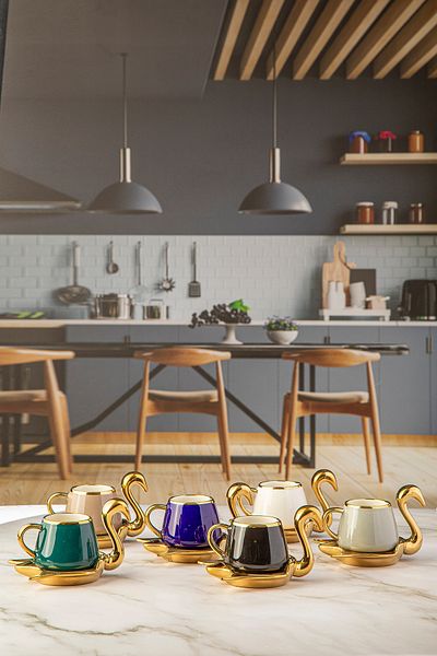 Lavin Set of 6 Pors Swan Coffee Cups