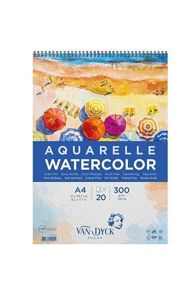 Van Dyck A4 Spiral 300g Water Paint Block-1