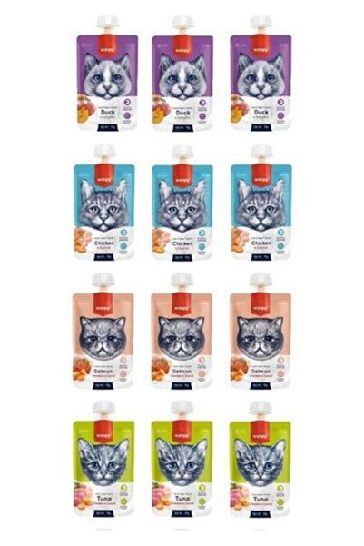 Wanpy 4 Çeşit Karma Kedi Et Ezmesi 90 Gr. X 12 Adet