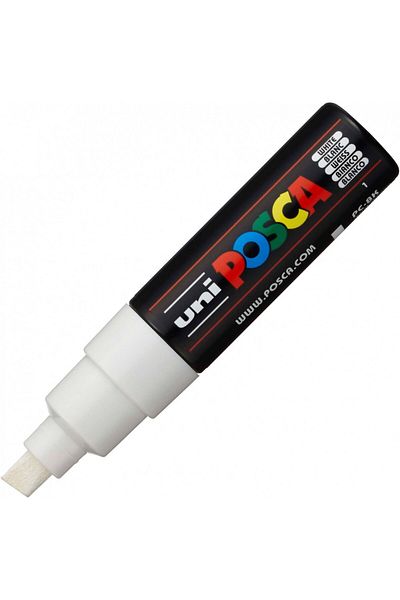Uni Posca Uniball Posca 8.0mm - White Cut Point Poster Marker