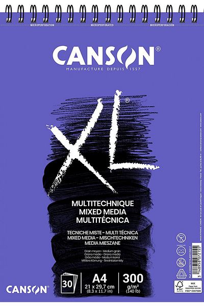 Canson XL Mix Media A4 - 300g 30Yp Multi-Purpose Drawing Block