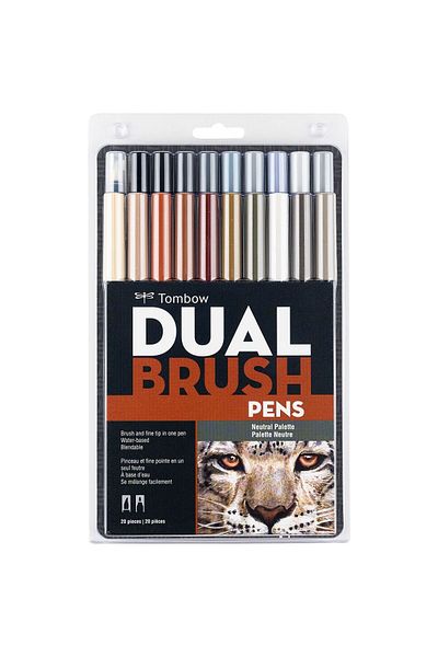 Tombow Abt Dual Brush Pen Graphic Pen Set of 20 - Neutral