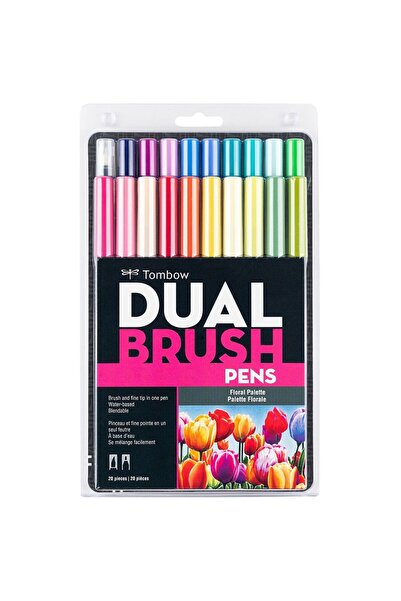 Tombow ABT Dual Brush Pen Grafik Kalemi 20'li Set - Floral
