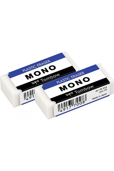 Tombow Mono 17x11x43mm Packed with 2 White Erasers