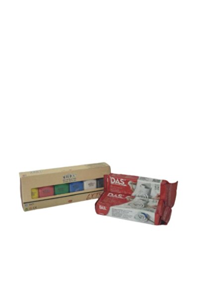 Artdeco 6x75ml Canlı Renkler Akrilik + Das Beyaz Seramik Hamur 500gr x 2 ADET