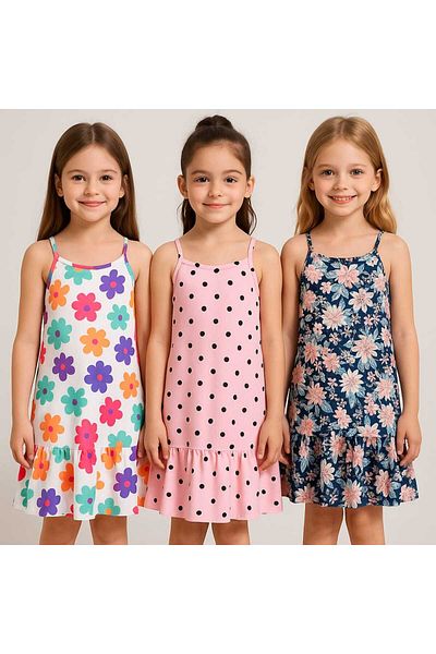 minikiss 3LÜ Girl's Rope Strap Dress