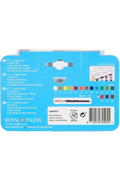 Talens Van Gogh 12+3 Renk Tablet Sulu Boya Seti Plastik Kutulu(Defter hediyeli) / 20808632