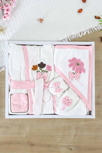 Sitilin Baby Girl Luxury Bathrobe Set Towel Set 100% Cotton Fabric 0-2 Years