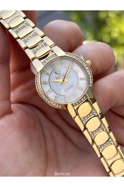 Fiesta Gold Yellow Steel Strap Bridal, Engagement, Wedding Small Case Wristwatch