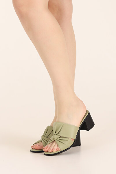 ERDİ AKAY Γυναικείες παντόφλες Comfort με τακούνι από γνήσιο δέρμα