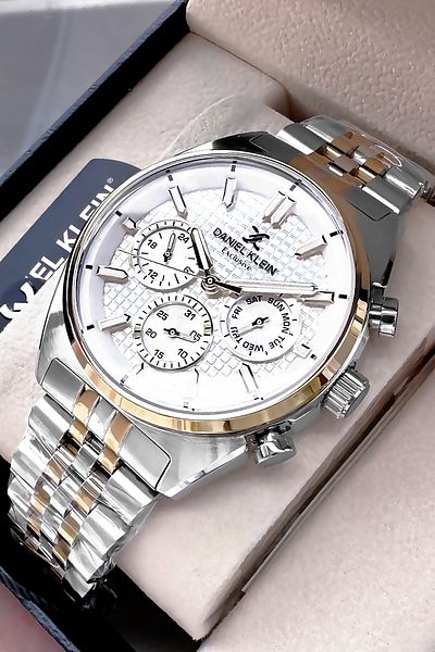 Daniel Klein Exclusive Original Men's Wrist Watch Waterproof Silver Color Steel Cord Gift Bracelet Dkh4535C1