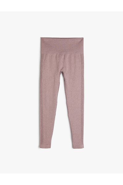 Koton High Waist Sports Leggings Seamless Knitted Fabric Textured Slim Fit