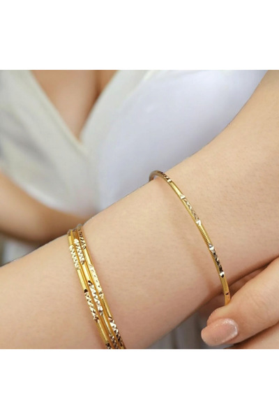 CASELN 22 Ayar Altın Kaplama Desenli Kristal Ajda Bilezik 1 Adet Fiyatıdır