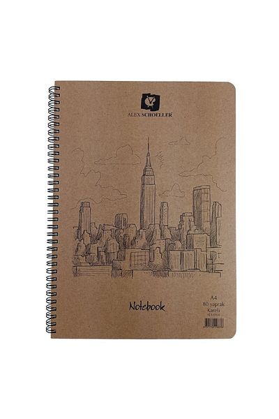 Alex Schoeller A4 80Yp Kraft Covered Notepad Checkered / Alx.0336 B-35