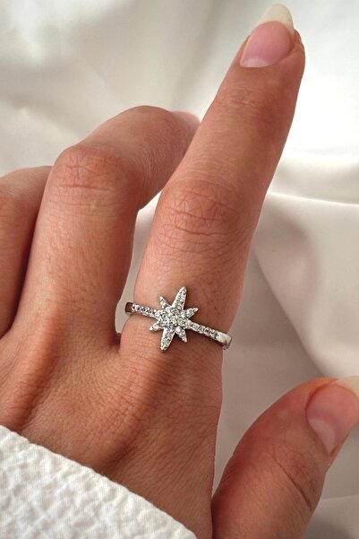 Leo'Stone New Season Half Round Zircon Stone Pole Star Design Adjustable Women's Ring