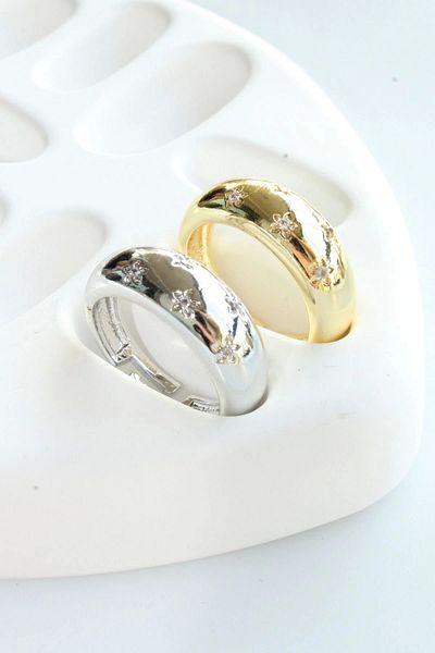 Leo'Stone New Season Flower Design Zircon Stone Design Wedding Ring Looking Adjustable Women's Ring