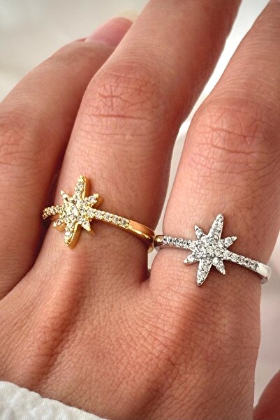 Leo'Stone New Season Half Round Zircon Stone Pole Star Design Adjustable Women's Ring