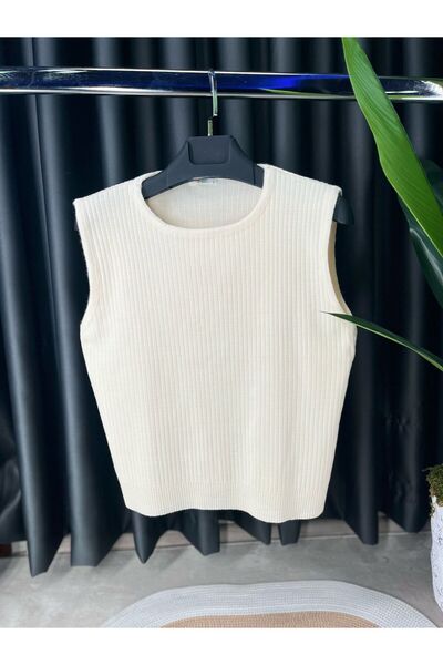 KURGAN TEKSTİL Crew Neck Ecru Knitwear Sweater