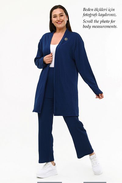 Laden Plus Size Γυναικεία Μαμά Καλοκαιρινό Ανοιξιάτικο Παντελόνι Ζακέτα Διπλό Σετ
