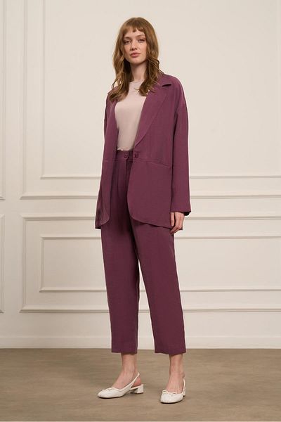 FTZ WOMEN Garmi Women's Linen Jacket Suit Plum