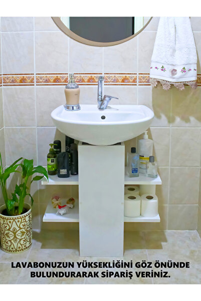 AsudeHome Ev Gereçleri Lavabo Altı Dolap, Banyo Dolabı, Banyo Düzenleyici Raf...