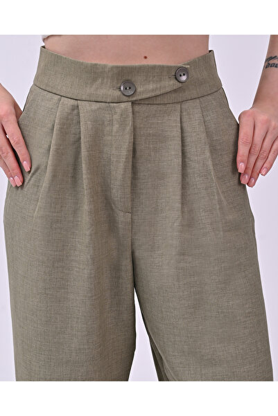 polle Keten Karışımlı Kore Model Palazzo Pantolon