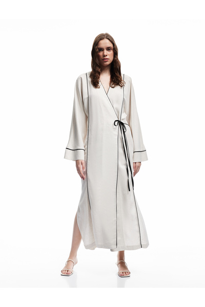 Koton Rochie kimono cu mâneci lungi, cu croiala largi, amestecată de in viscoză